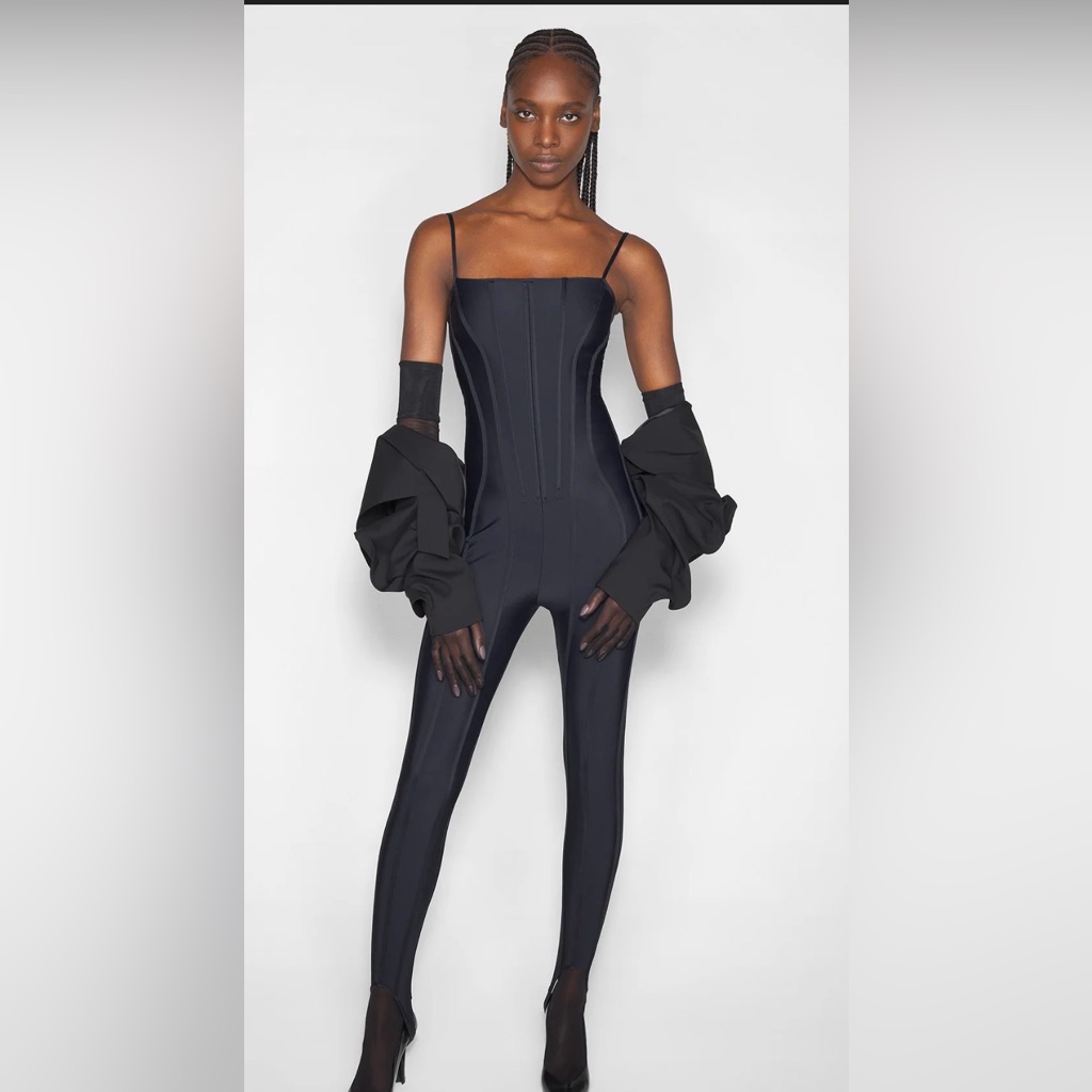 Mugler Black Boned Stretched Catsuit